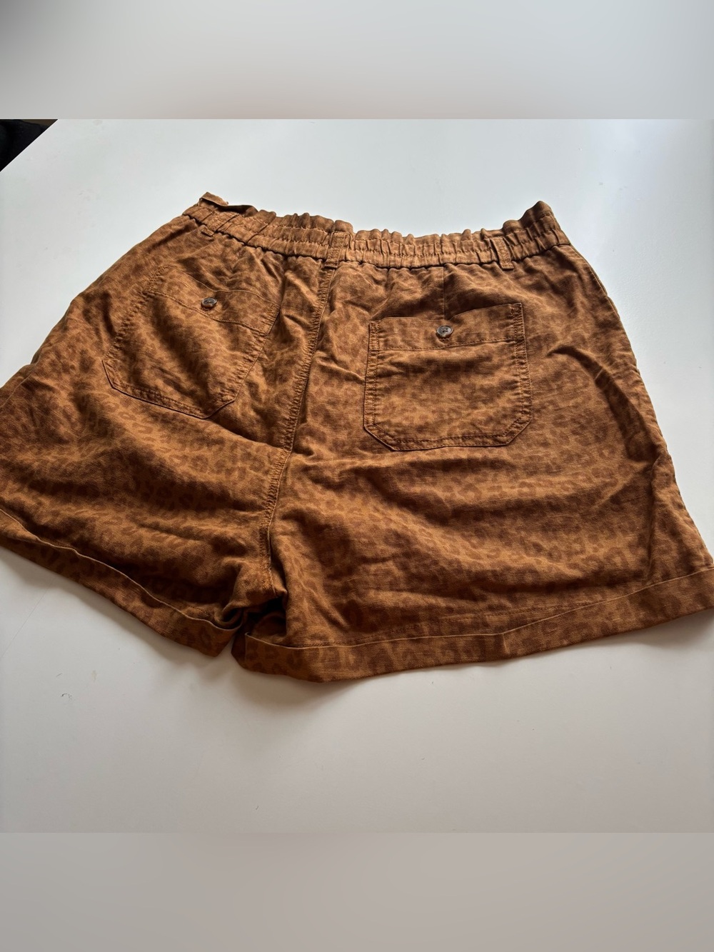 Gap Khakis animal print shorts 14 tall linen cotton blend brown tan leopard - Picture 2 of 12